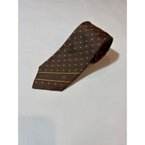 Dunhill London Silk Tie Brown Gold Dot Stripe Made In Italy Luxury